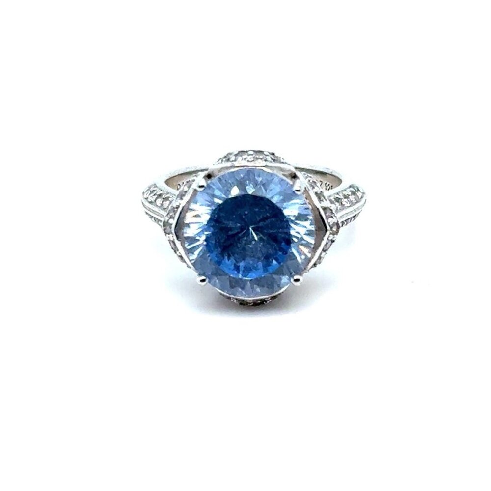 Silver 925 Blue Stone with Cz Ring‎